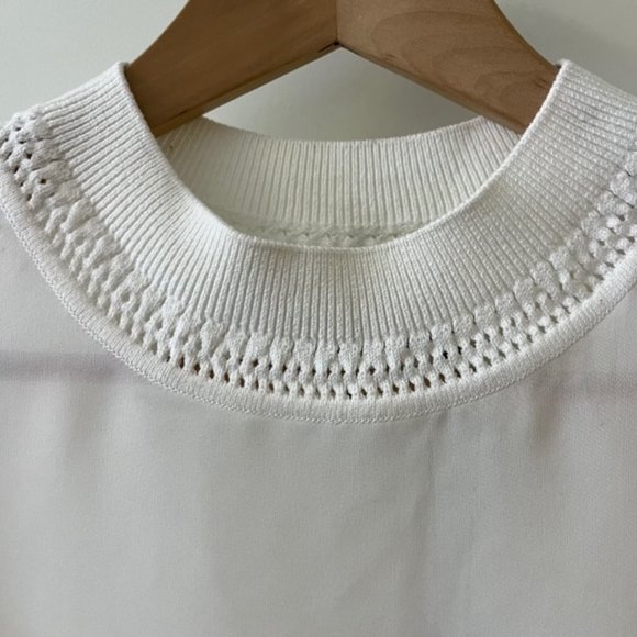 Theory Ivory Mock-neck Sleeveless Silk Top, Size L - Picture 2 of 5